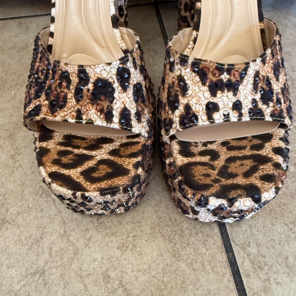 JUST ARRIVED;  Azalea Wang Wilmore Leopard  Rhinestone  Platform SZ 10 Orig $190 - Picture 4 of 15